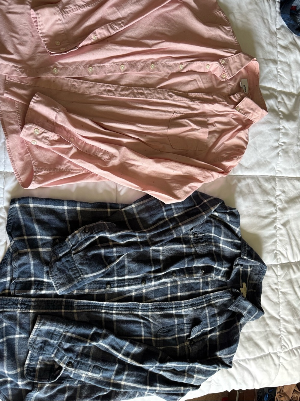 Men’s Pink Button Shirt & Blue Flannel Botton Down